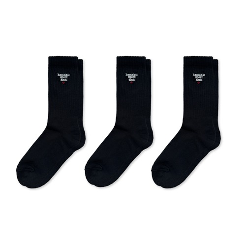 (블랙) 3 PACK -Essential Sport Crew Socks - Audult (L/XL)