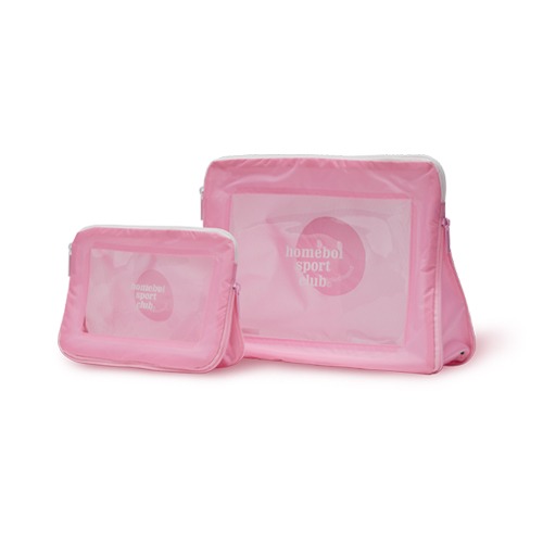 travel pouch set (Medium, Large) - pink